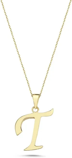100% 14k Solid Gold Necklace | Dainty Charm Alphabet Letter Initial Necklaces for Women | Custom Pendant Jewelry for Her Birthday | Mothers Day Gifts for Mom | 18''