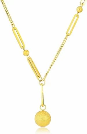 14K Gold Plated Ball Pendant Chain Necklaces for Women Stainless steel Matte Ball Link Choker Necklaces Fashion Jewery