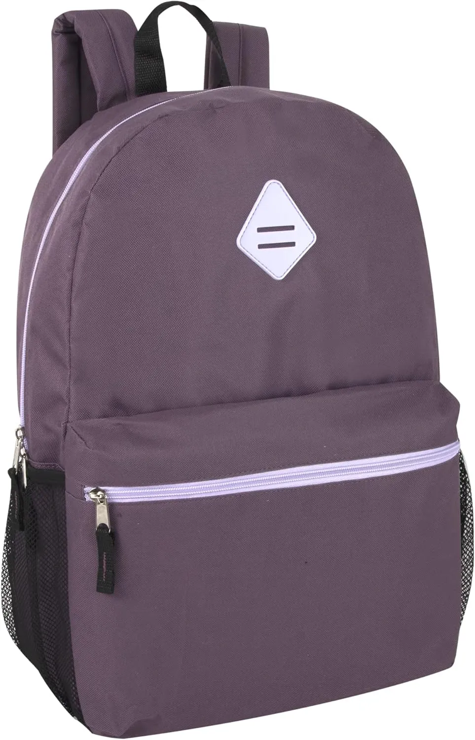 19 Inch School Backpacks with Mesh Side Pockets  Basic Large Solid Color Backpacks for Kids, Men, Women, Travel (Purple/Lilac)