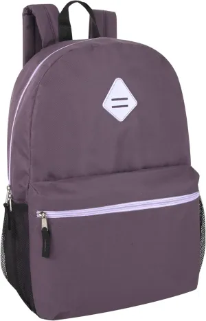 19 Inch School Backpacks with Mesh Side Pockets  Basic Large Solid Color Backpacks for Kids, Men, Women, Travel (Purple/Lilac)