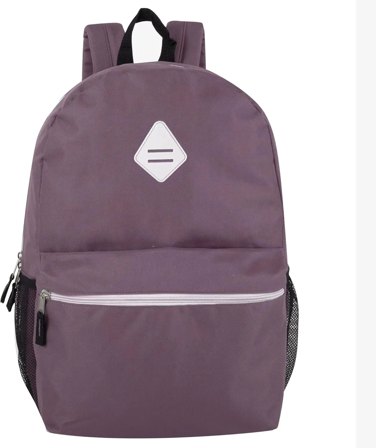19 Inch School Backpacks with Mesh Side Pockets  Basic Large Solid Color Backpacks for Kids, Men, Women, Travel (Purple/Lilac)