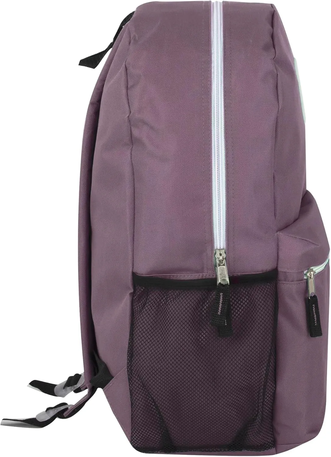 19 Inch School Backpacks with Mesh Side Pockets  Basic Large Solid Color Backpacks for Kids, Men, Women, Travel (Purple/Lilac)