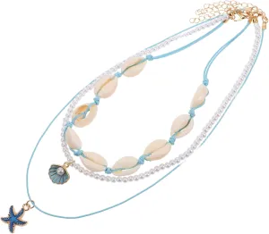 1Set Boho Summer Necklace Handmade Hawaiian Shell Choker for Women Elegant Short Clavicle Jewelry Natural Conch Shells Vibrant Beach Style Accessory for Parties and Casual Wear