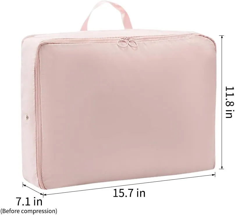 2 Set Compression Packing Cubes for Travel, Expandable Luggage Organizers Bag, Large Compression Cubes for Packing, Travel Accessories for Suitcase Organizer Bags Set (Pink)