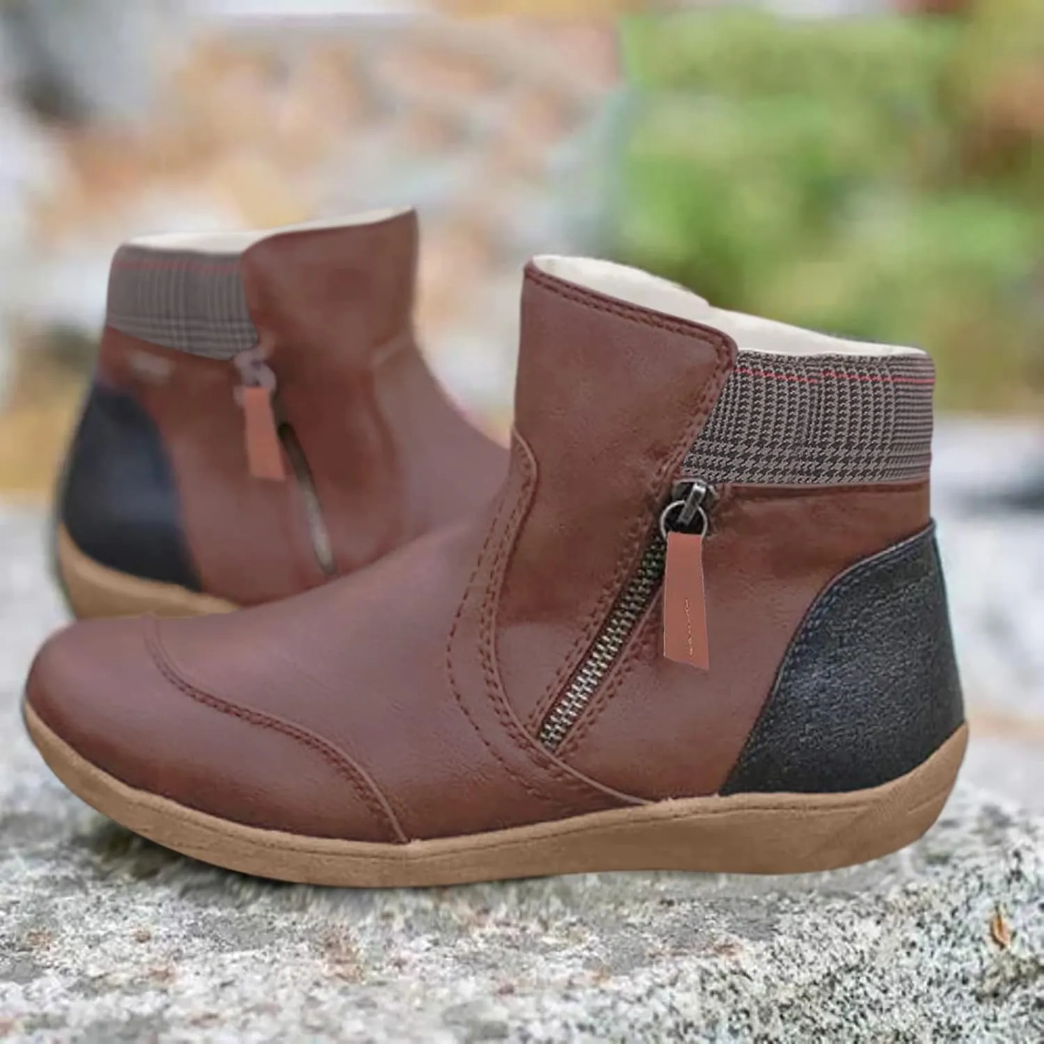 2023 New Women Winter Non-Slip Waterproof Snow Plush Ankle Boots Womens Winter Ankle Snow Boots Womens Slip on Winter Boots Wide Boots for Snow and Ice Women Botas Para La Nieve Para Mujeres