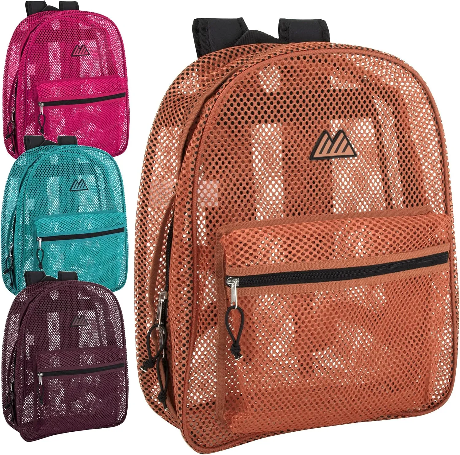 24 Pack Bulk Mesh Backpacks for School Kids, Adults, Beach, and Travel, 17" Mesh Backpacks in Bulk