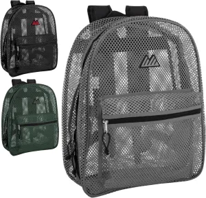 24 Pack Bulk Mesh Backpacks for School Kids, Adults, Beach, and Travel, 17" Mesh Backpacks in Bulk
