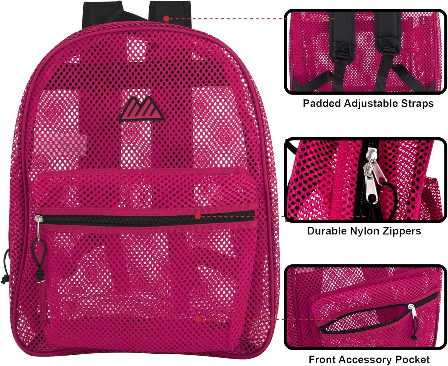 24 Pack Bulk Mesh Backpacks for School Kids, Adults, Beach, and Travel, 17" Mesh Backpacks in Bulk