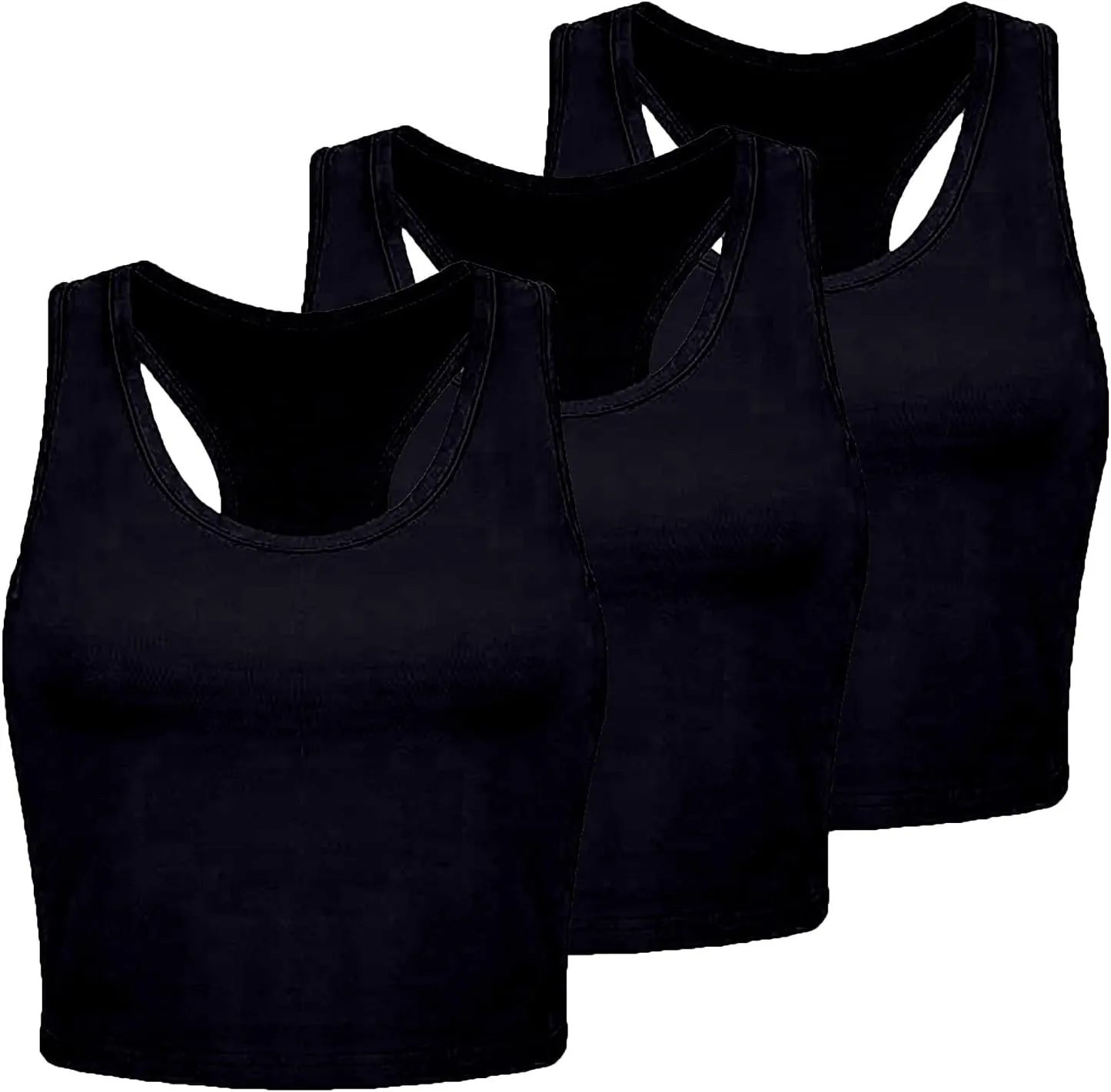 3 Pack Summer Tank Tops for Women U Neck Ribbed Sleeveless Camisole Shirts Racerback Crop Tops Going Out Clothes 2025
