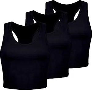 3 Pack Summer Tank Tops for Women U Neck Ribbed Sleeveless Camisole Shirts Racerback Crop Tops Going Out Clothes 2025