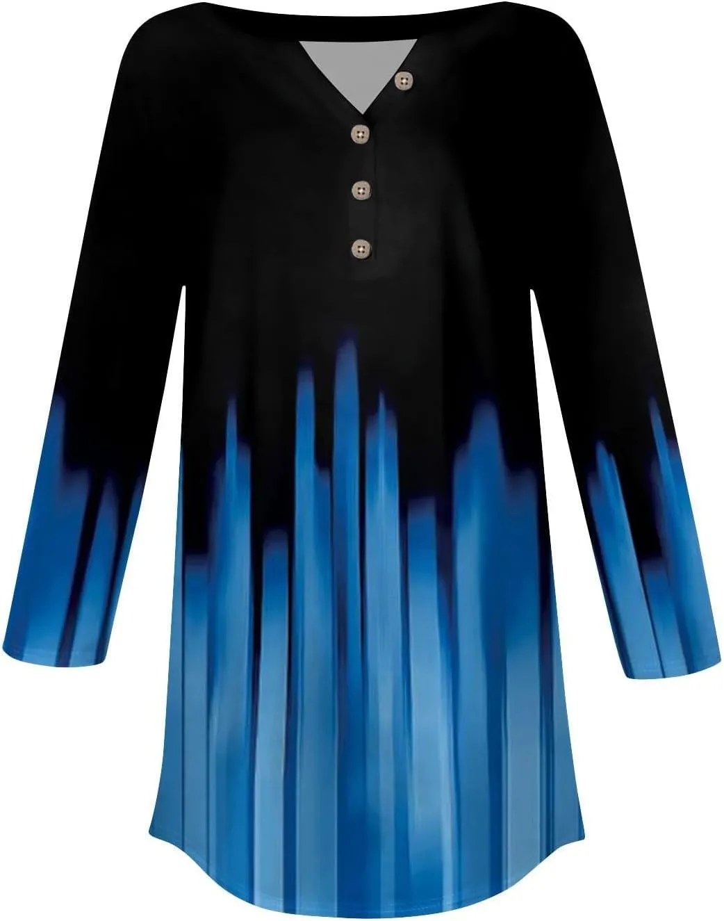 3/4 Length Sleeve Womens Tops 2025 Spring Henley Neck Casual Print Tunic T Shirts Summer Trendy Boho Floral Blouses