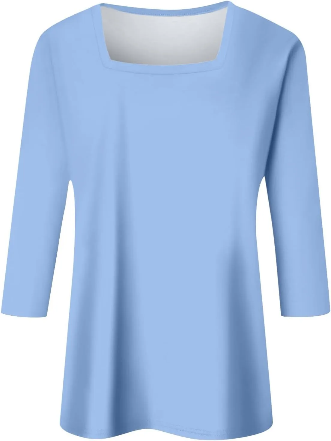 3/4 Length Sleeve Womens Tops Square Neck Casual Cute Shirts Three Quarter Length Dressy Blouses Workout Tunic Tops
