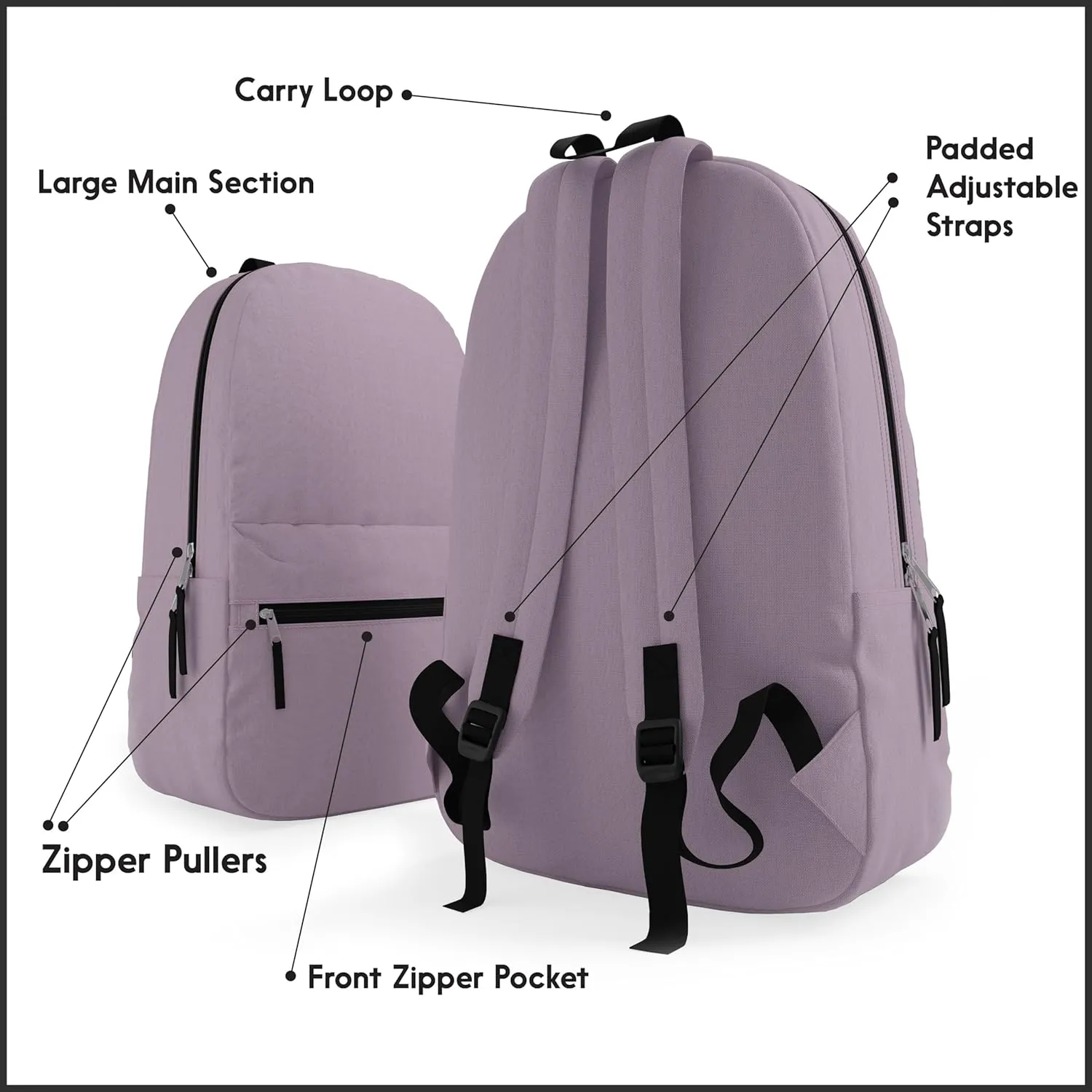 5 Pack Bulk Backpacks, Wholesale 17-Inch Lightweight Bookbags for Kids, Adults, School, Classroom, Travel, Gym Supplies with 1 Large, 1 Small Pocket, Perfect for Events, Corporate Bundles, Mix