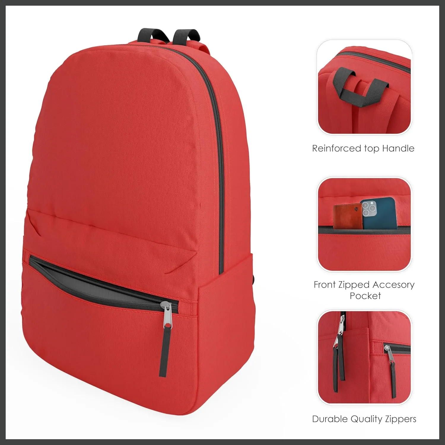 5 Pack Bulk Backpacks, Wholesale 17-Inch Lightweight Bookbags for Kids, Adults, School, Classroom, Travel, Gym Supplies with 1 Large, 1 Small Pocket, Perfect for Events, Corporate Bundles, Mix