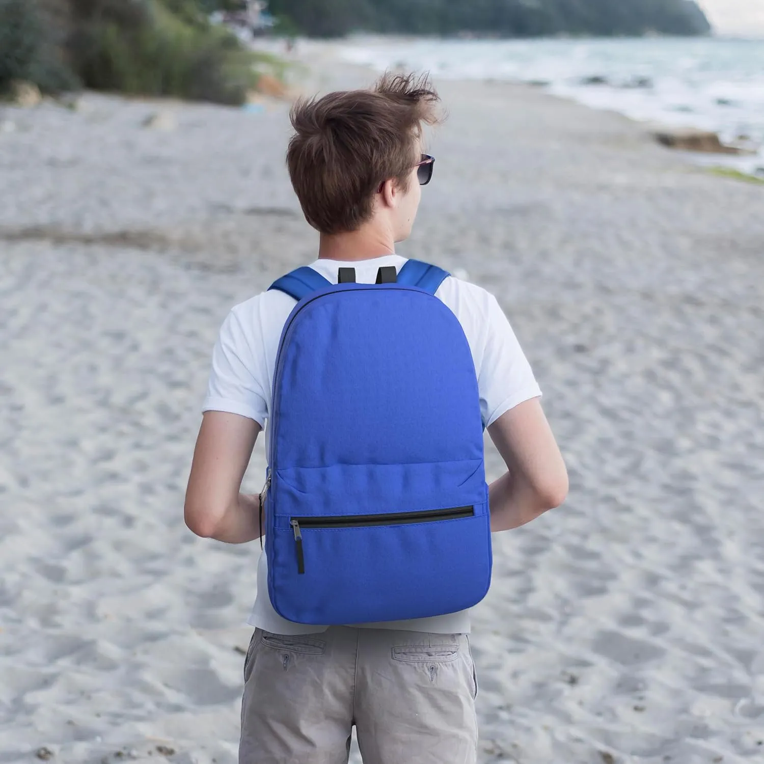 5 Pack Bulk Backpacks, Wholesale 17-Inch Lightweight Bookbags for Kids, Adults, School, Classroom, Travel, Gym Supplies with 1 Large, 1 Small Pocket, Perfect for Events, Corporate Bundles, Mix
