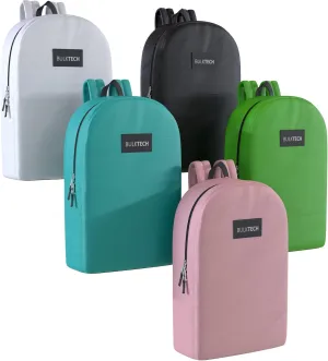 5 Pack Bulk Backpacks, Wholesale 17-Inch Lightweight Bookbags for Kids, Adults, School, Classroom, Travel, Gym Supplies with 1 Large Pocket, Perfect for Events, Corporate Bundles, Mix