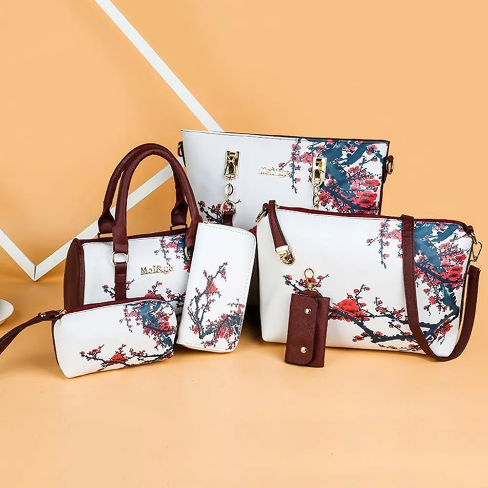 6 Pcs Handbags Womens Tote Shoulder Bag Top Handle Boston Bag Crossbody Bags