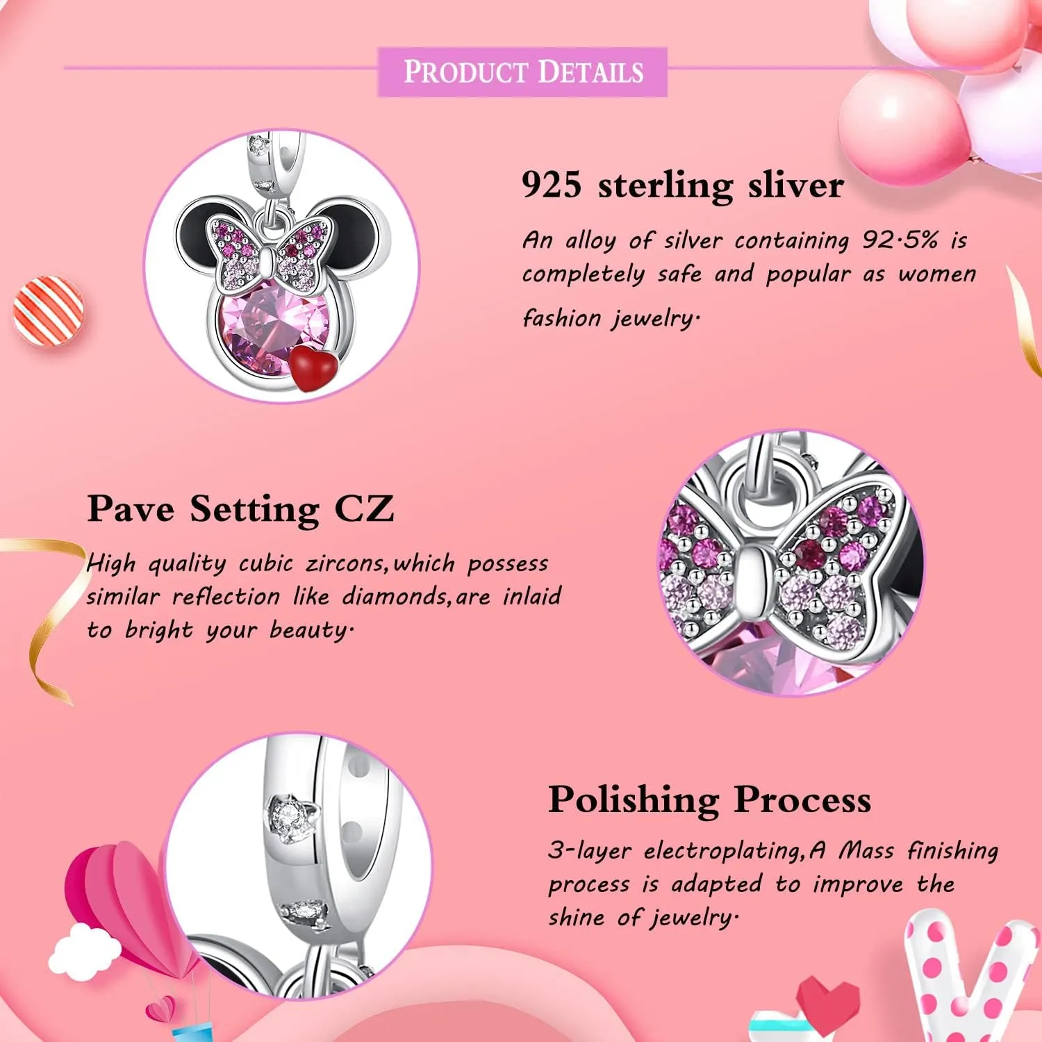 925 Sterling Silver Dangle Charm Bracelet Beads Pendants Fit for Original Bracelets Charms birthday Gift for Women