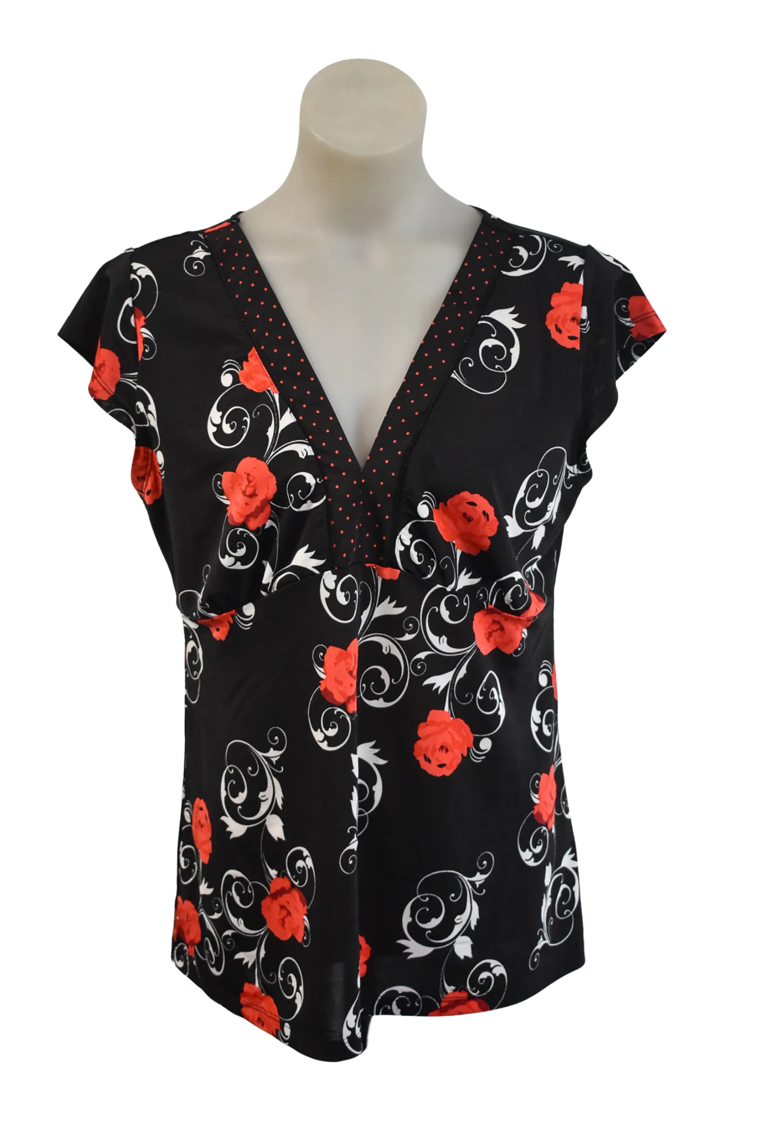 Acapella Dusk flower polka dot top, M/L
