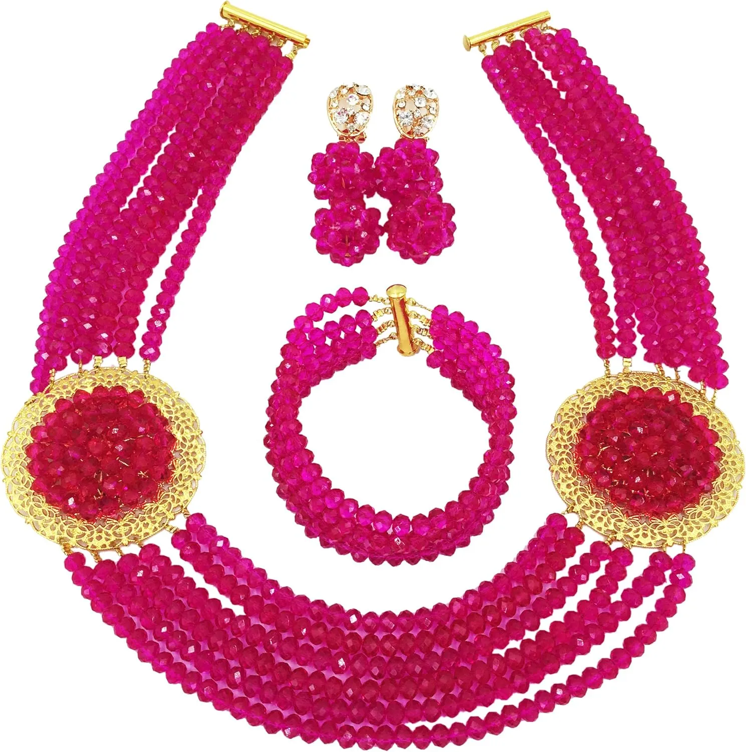 African Jewelry Sets for Women Nigerian Beads Jewelry Set Bridal and Earrings