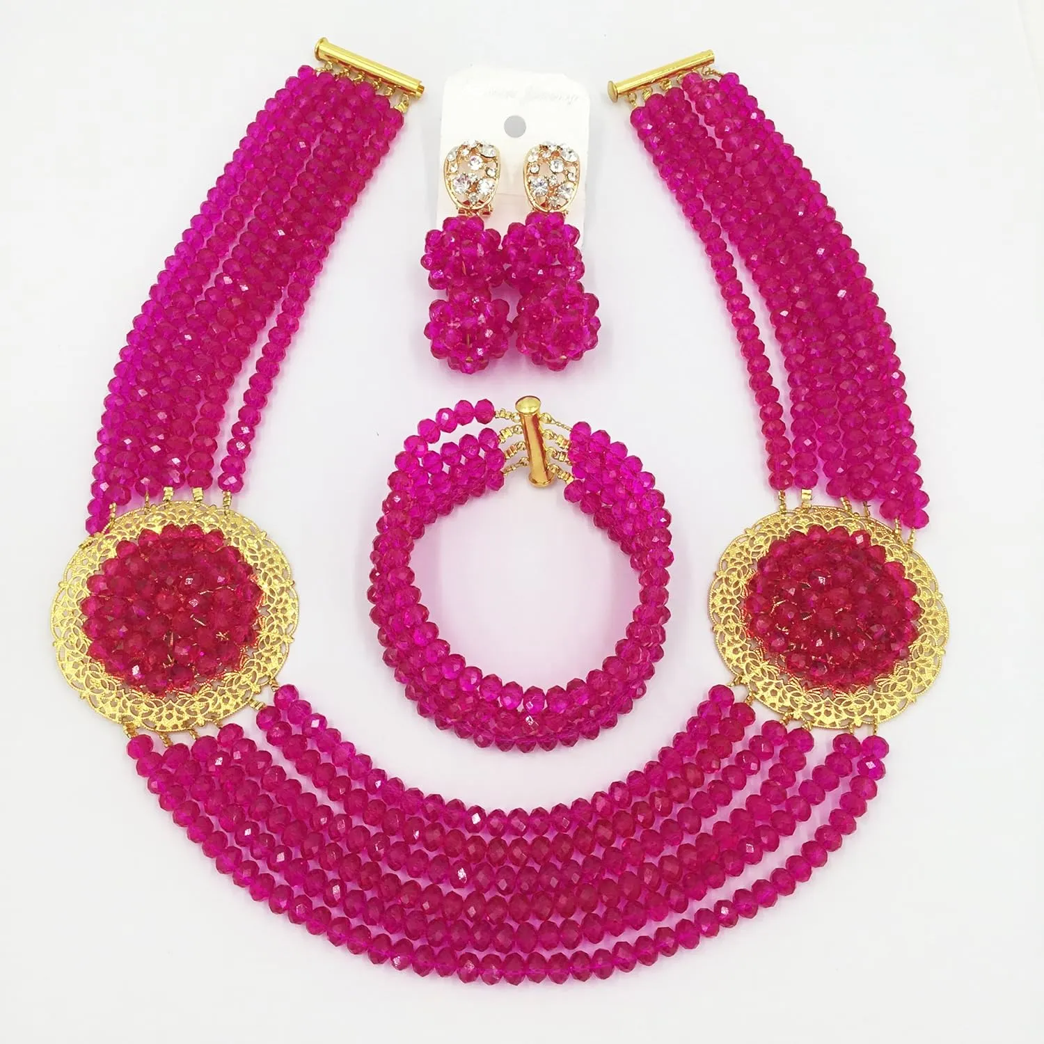 African Jewelry Sets for Women Nigerian Beads Jewelry Set Bridal and Earrings