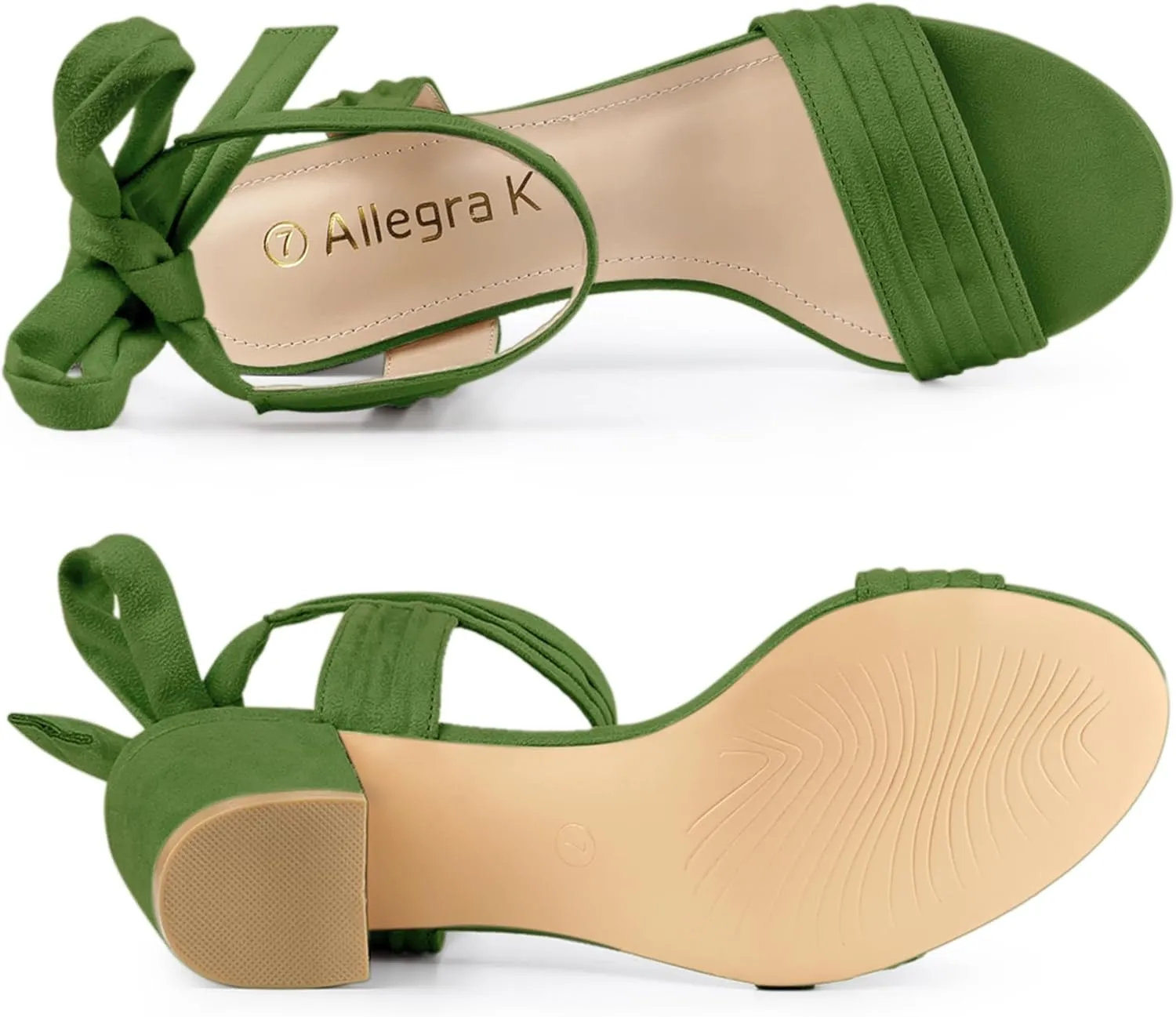 Allegra K Women's Open Toe Ankle Tie Back Block Heels Sandals