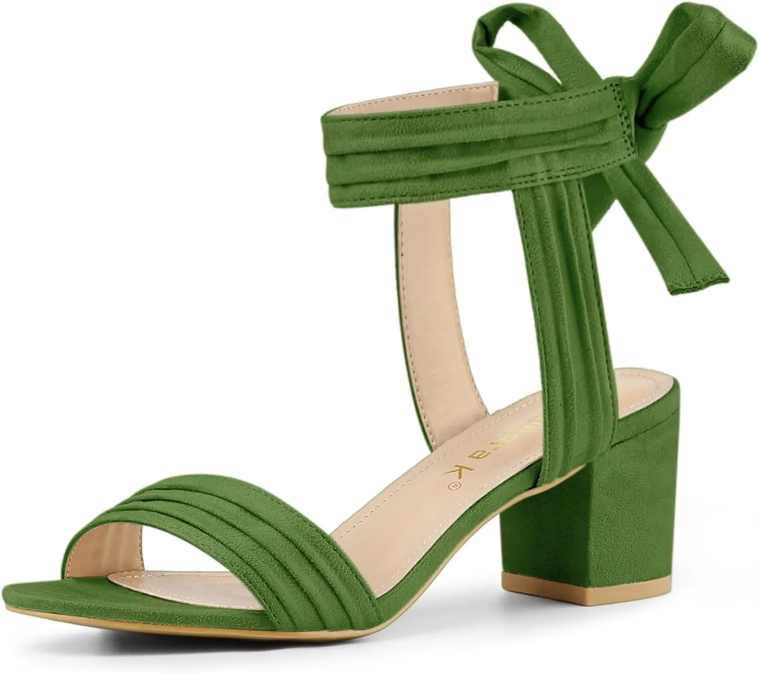 Allegra K Women's Open Toe Ankle Tie Back Block Heels Sandals