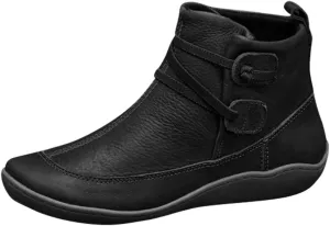 AMDBEL Boots for Women Ankle Booties, Women Arch Support Low Heel Lace Up Zipper Booties Slip On Vintage Leather Ladies Shoes