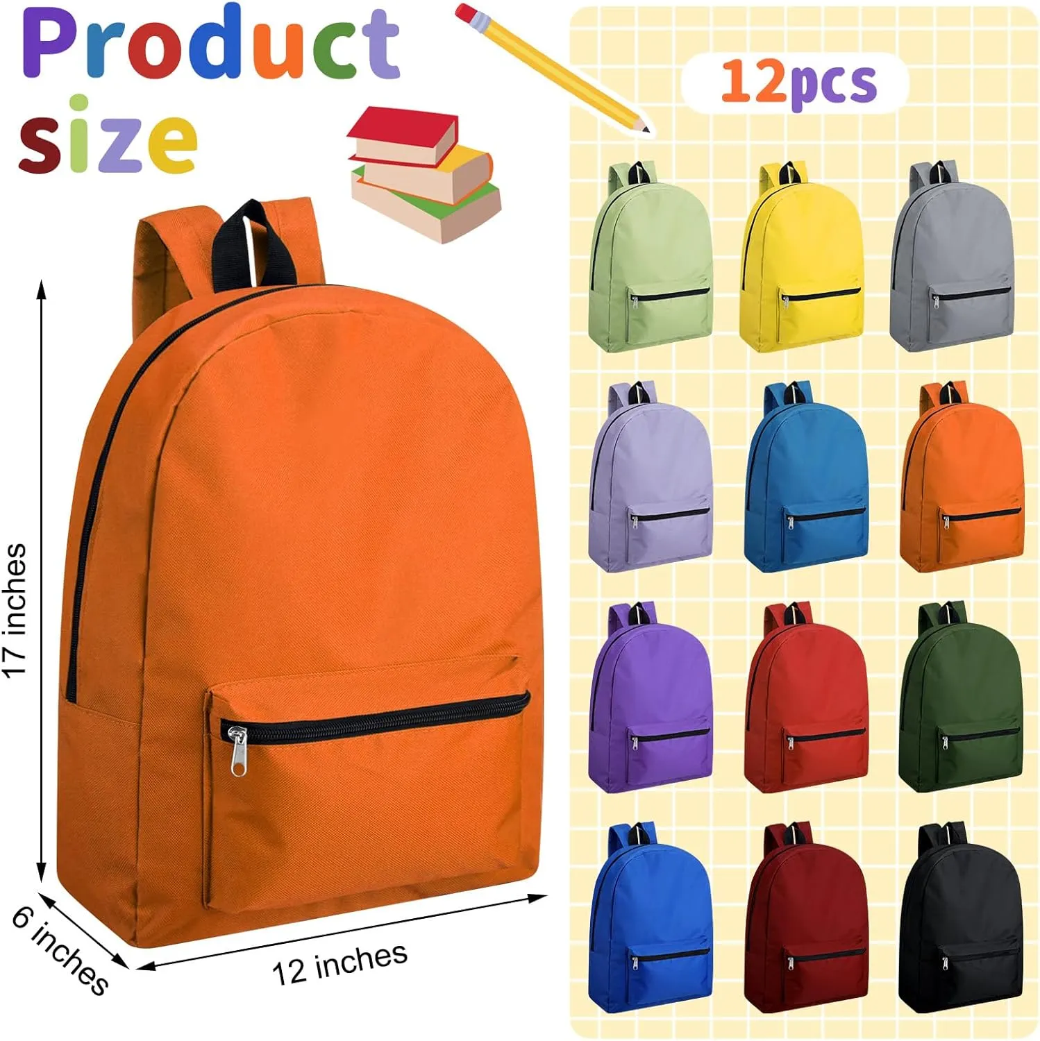 Amylove 24 Pack Backpacks Bulk Backpack for School 17 Inch Bookbags Back Pack for Kids Boys Girls Teens Students(Colorful)