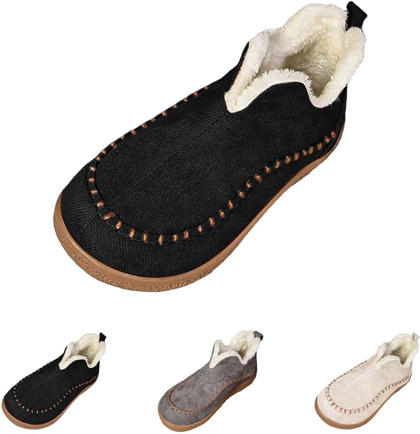 Ankle Boots for Women Low Heel Slip On Walking Shoes Hiking Boots Women Waterproof Round Toe Flat Casual Shoes
