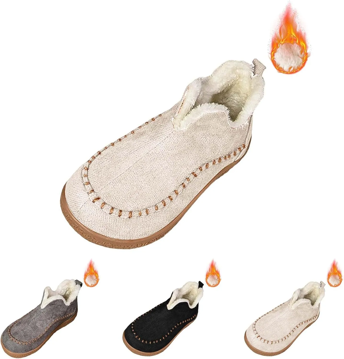 Ankle Boots for Women Low Heel Slip On Walking Shoes Hiking Boots Women Waterproof Round Toe Flat Casual Shoes