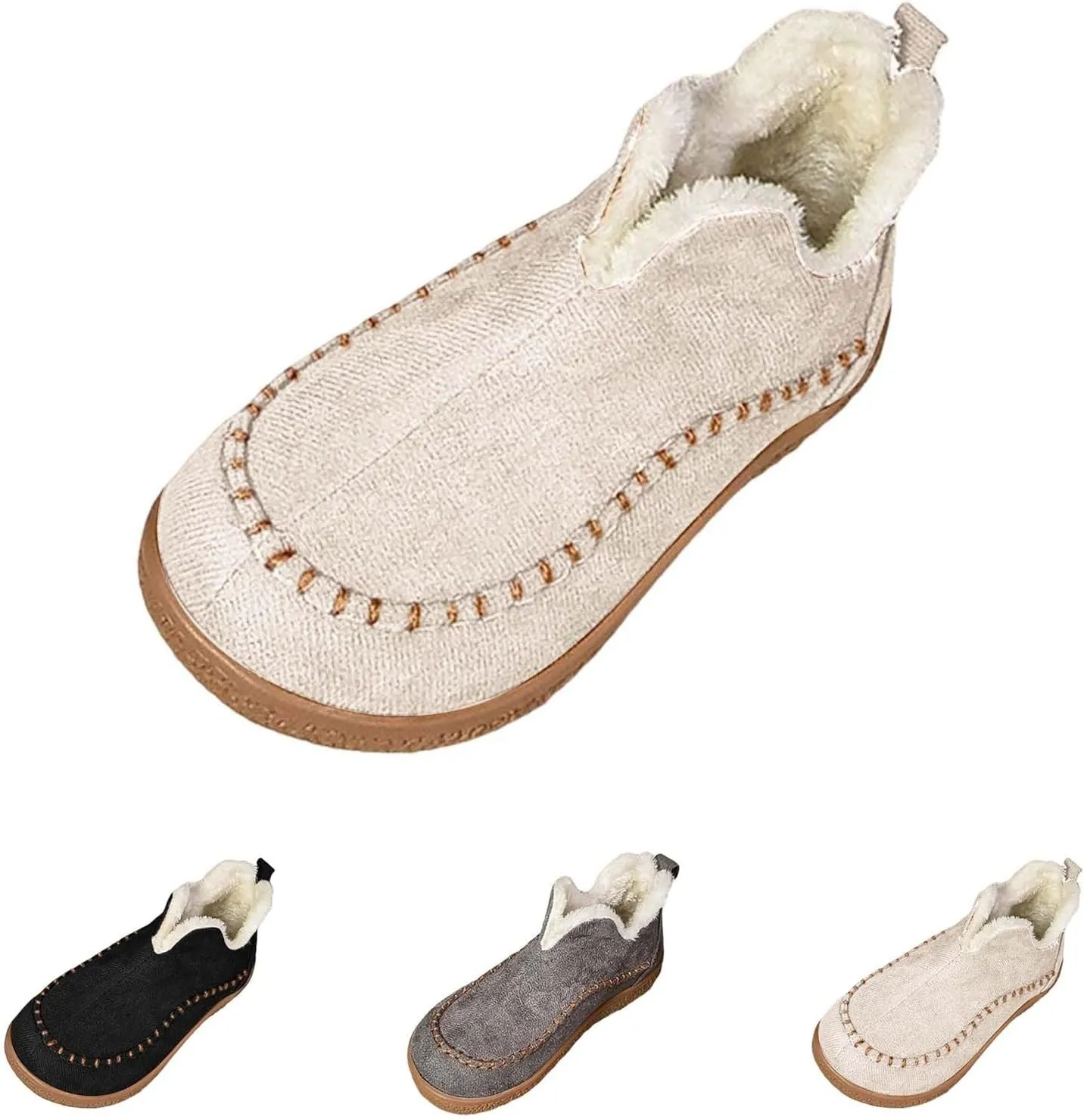 Ankle Boots for Women Low Heel Slip On Walking Shoes Hiking Boots Women Waterproof Round Toe Flat Casual Shoes