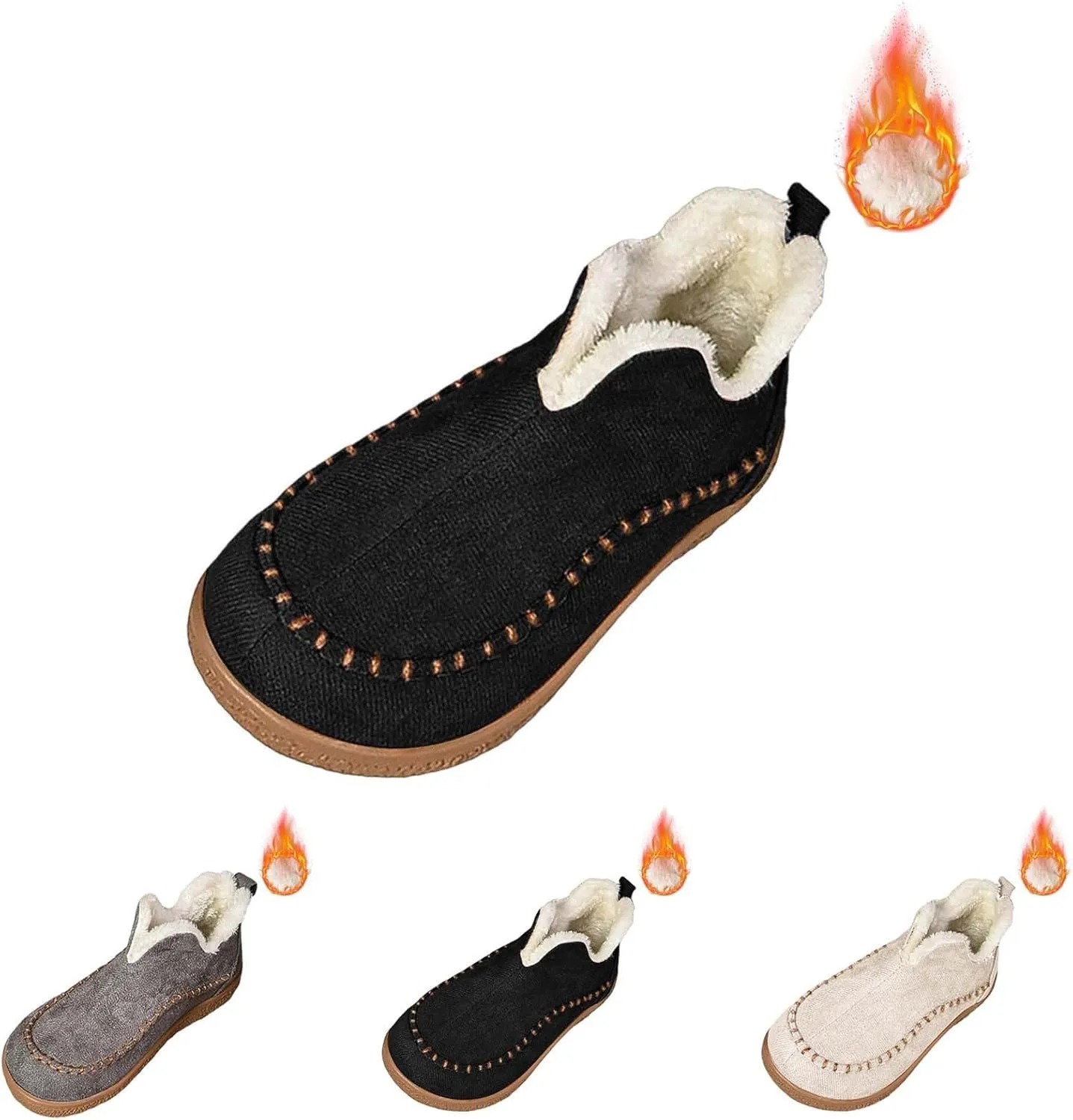 Ankle Boots for Women Low Heel Slip On Walking Shoes Hiking Boots Women Waterproof Round Toe Flat Casual Shoes