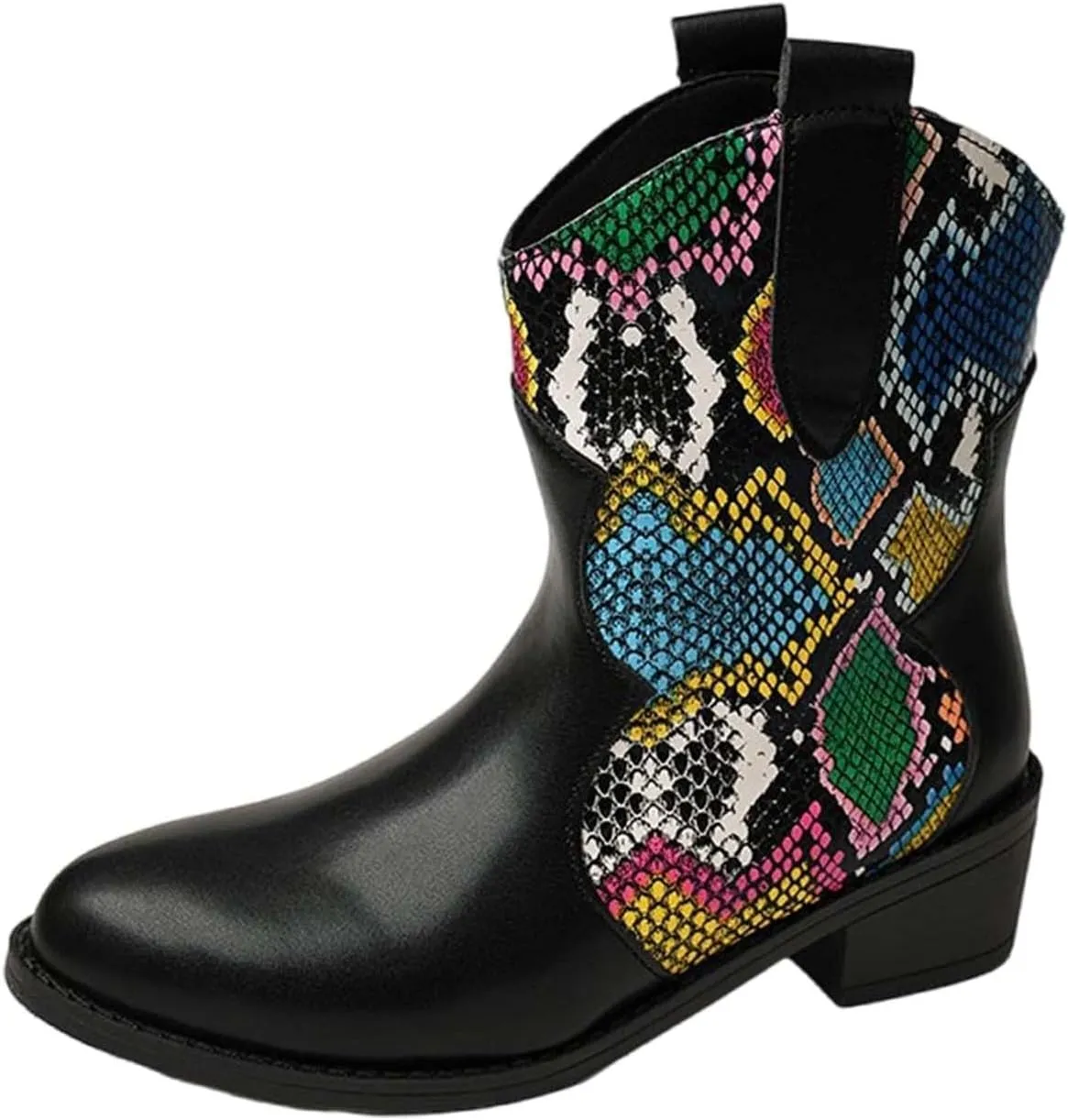 Ankle Cowboy Boots for Women Botas Mujer Heels Boots Leather Wedge Boots for Women Mens Black Round toe Ankle High Western Boots Wide Width Dress Booties for Women Plus Size
