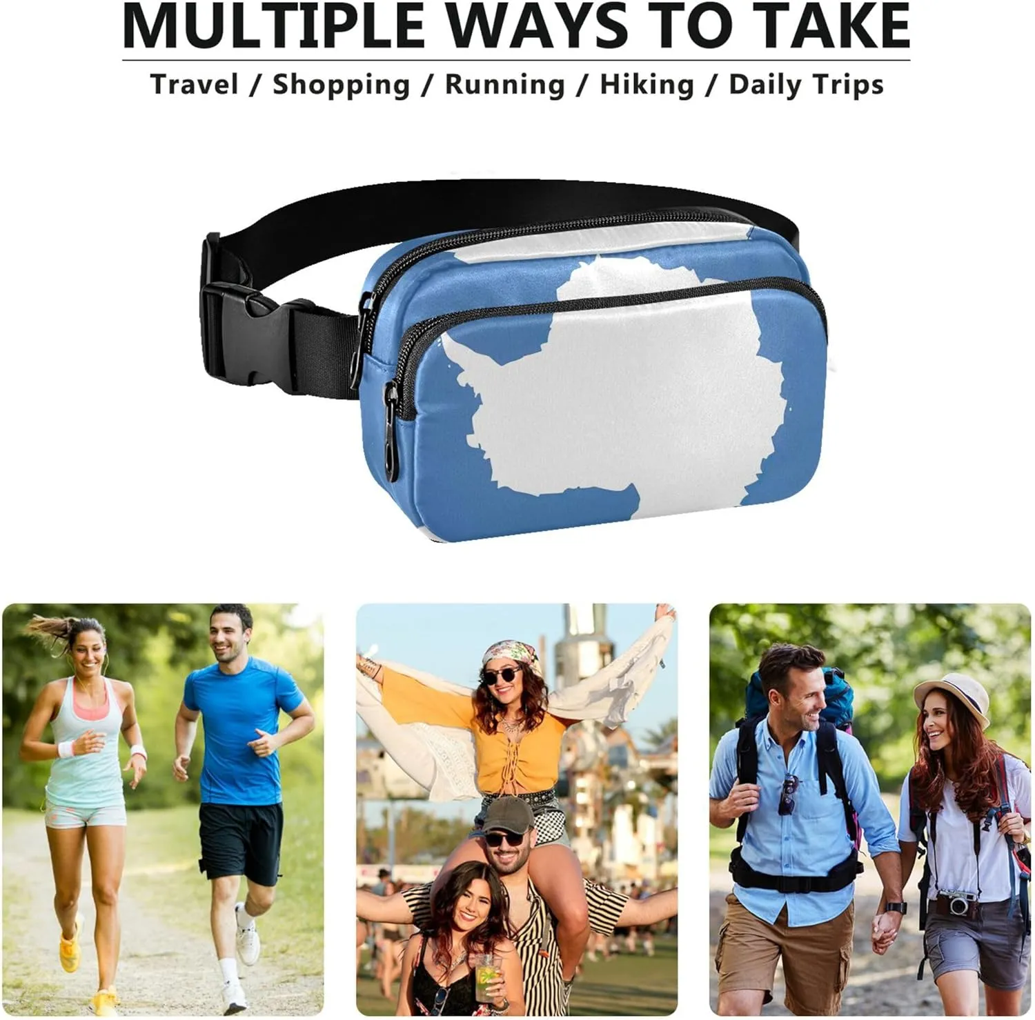 Antarctica Flag Women Fanny Pack Waterproof Anti Theft Belt Bag Fashion Waist Purse for Women