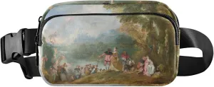 Antoine Watteau Prints Embarkation Cythera Womens Fanny Pack Funny Everywhere Belt Bag Waterproof Crossbody Waist Bag