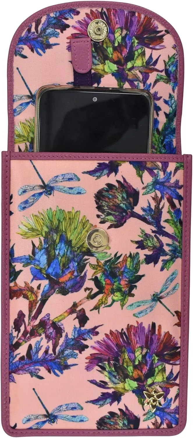 Anuschka Cell Phone Crossbody RFID Blocking Wallet - Wanderlust Collection - Nylon Fabric with Genuine Leather Trim