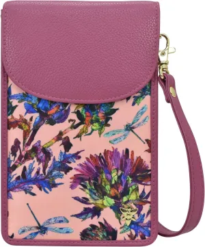 Anuschka Cell Phone Crossbody RFID Blocking Wallet - Wanderlust Collection - Nylon Fabric with Genuine Leather Trim