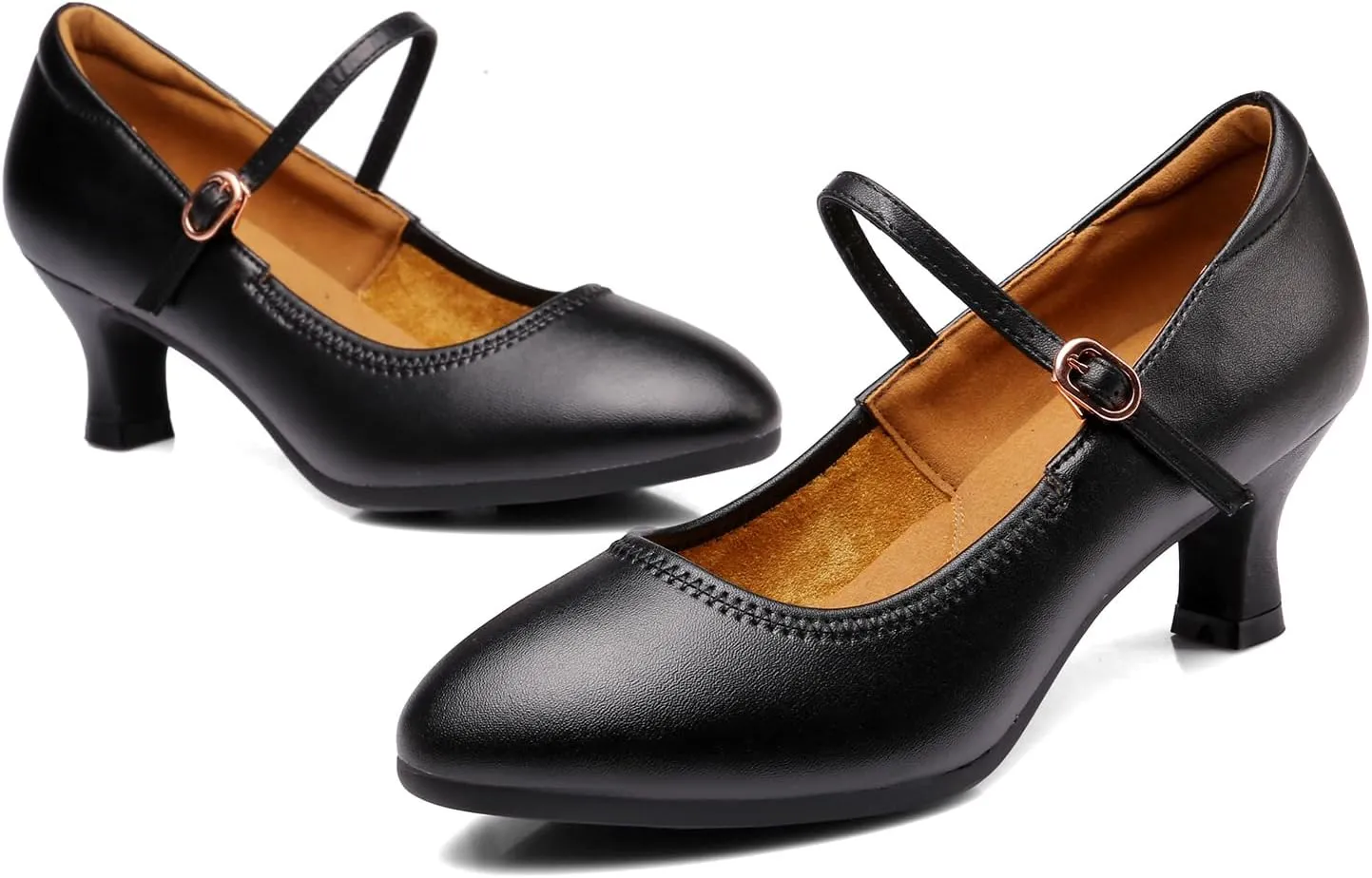 AOQUNFS Women Ballroom Dance Shoes Colsed Toe Salsa 1920S Performance Practice Dance Shoes,K16