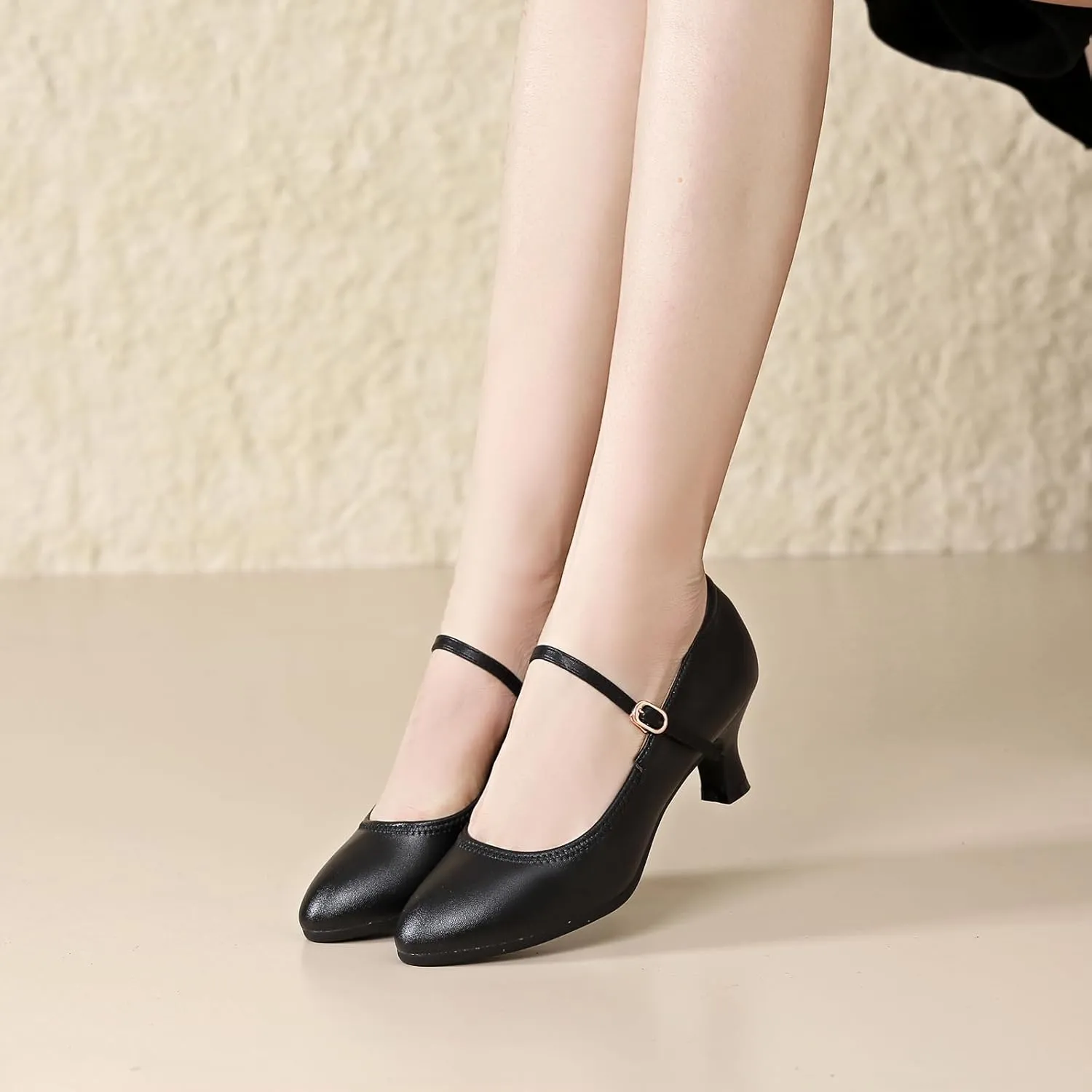 AOQUNFS Women Ballroom Dance Shoes Colsed Toe Salsa 1920S Performance Practice Dance Shoes,K16