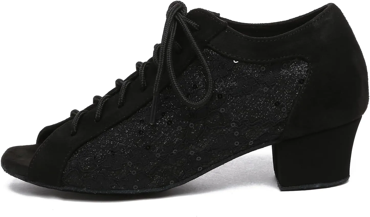 AOQUNFS Women Ballroom Dance Shoes Lace-up Latin Salsa Practice Teaching Dance Shoes,L595