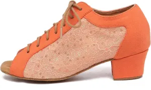AOQUNFS Women Ballroom Dance Shoes Lace-up Latin Salsa Practice Teaching Dance Shoes,L595