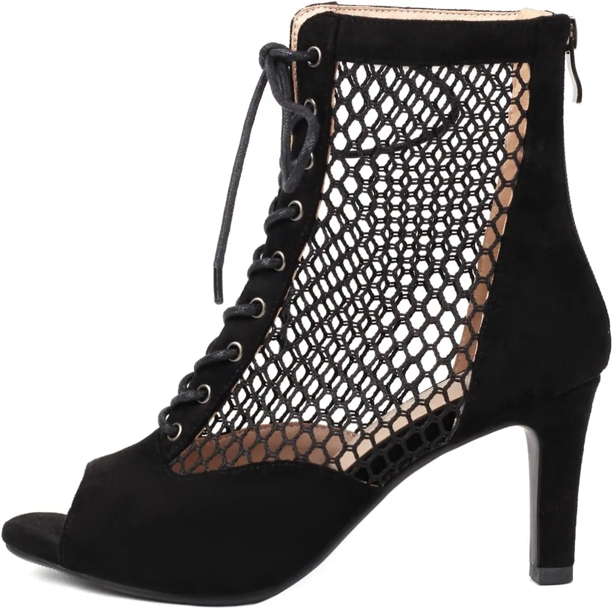 AOQUNFS Women Latin Dance Shoes Lace-up Ballroom Salsa Practice Performance Dance Heels,1052-S
