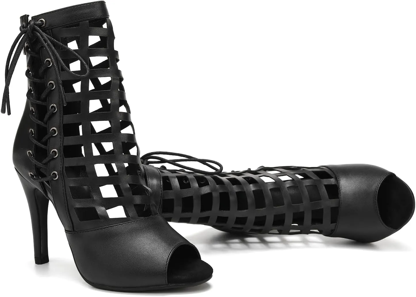 AOQUNFS Women's Ballroom Dance Shoes Open Toe Salsa Latin Dance Shoes Sexy Ankle Boots,1218