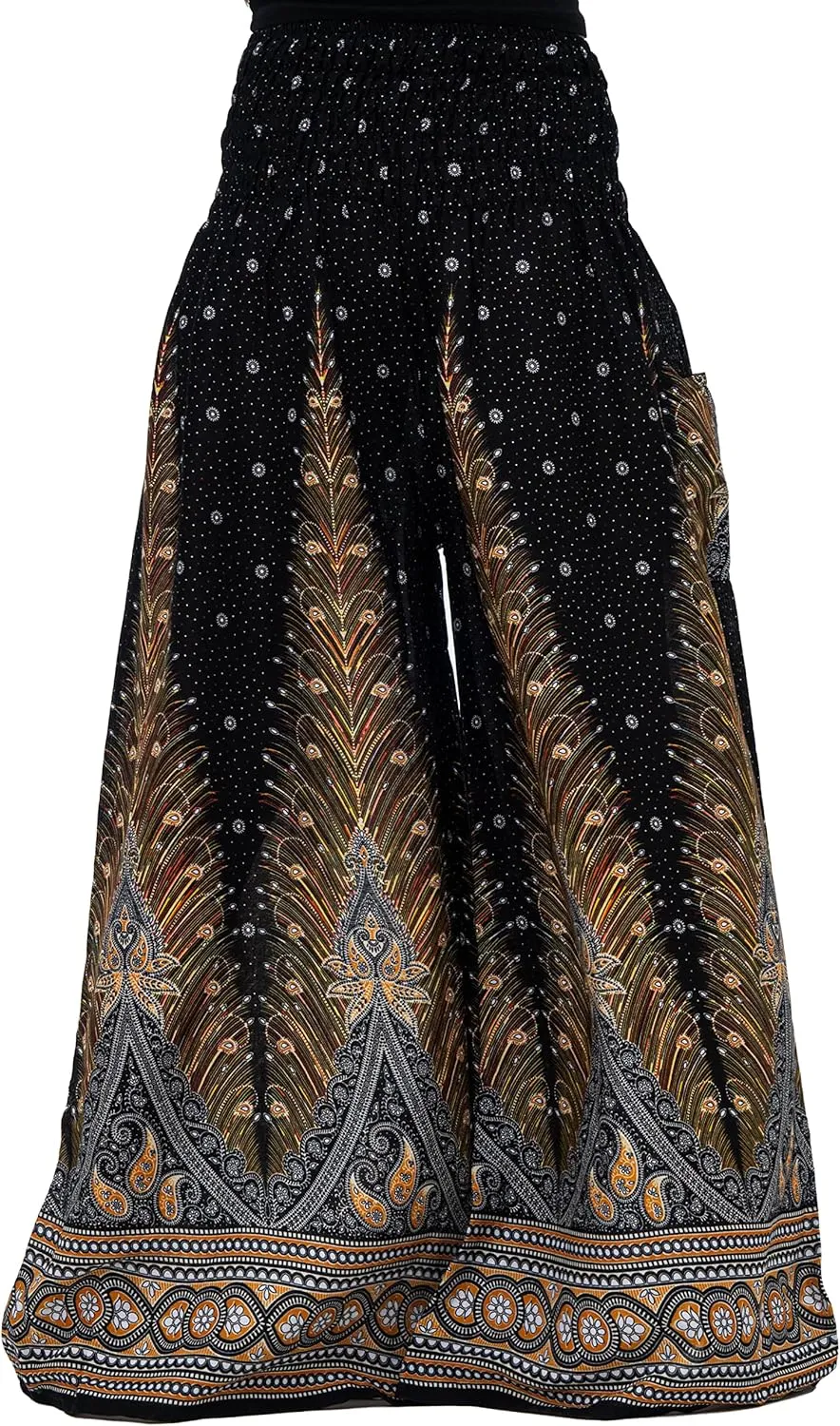 B BANGKOK PANTS Women's Boho Palazzo Pants Yoga Wide Leg Pants