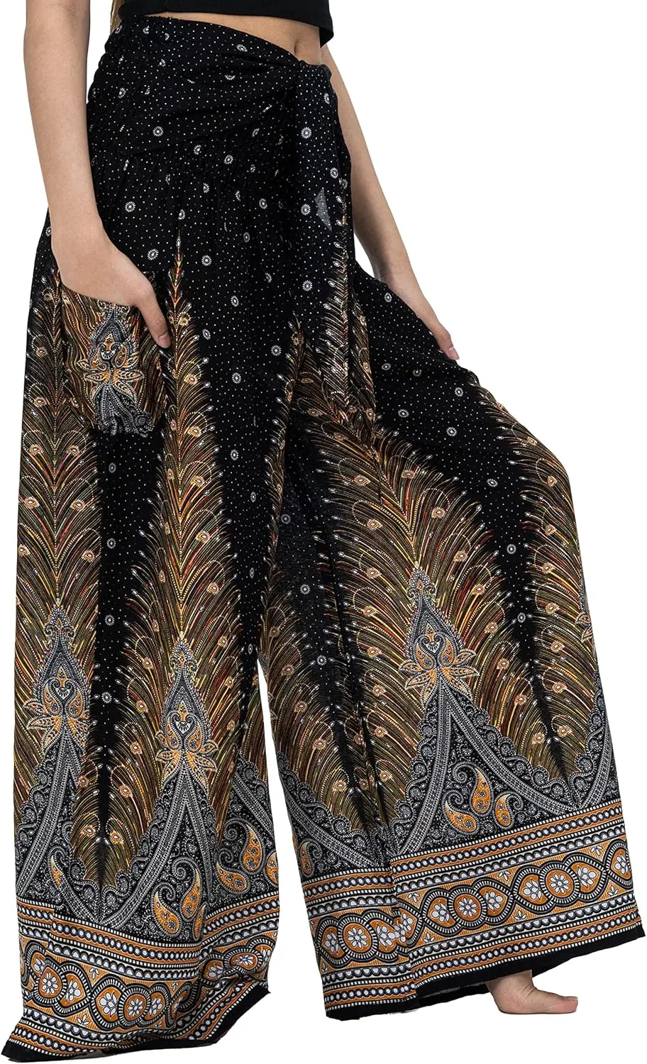 B BANGKOK PANTS Women's Boho Palazzo Pants Yoga Wide Leg Pants