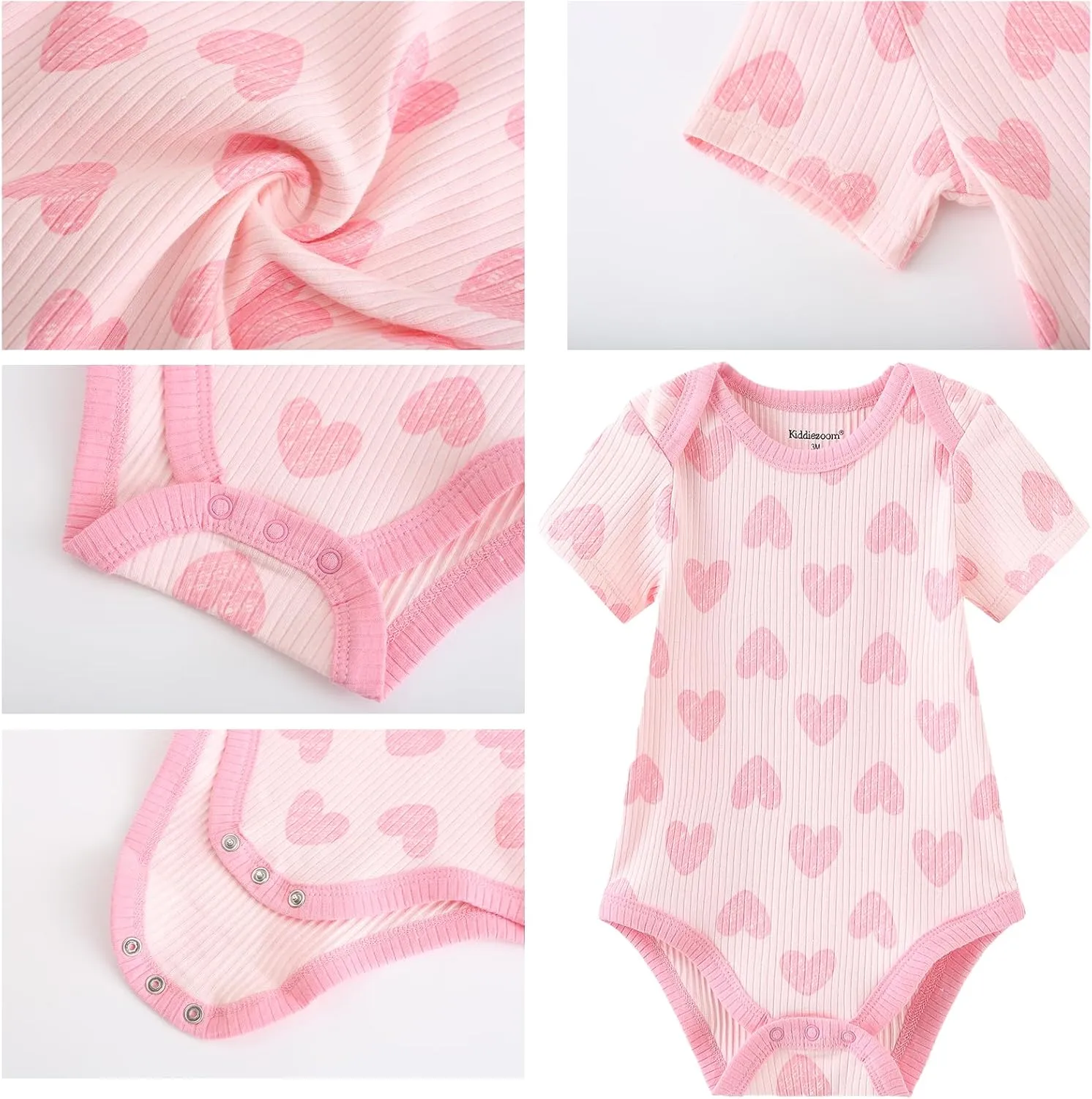 Baby Girls Boys Short Sleeve Outfit With Headband Set Clothes New Born Infant Cotton Bodysuits 7-Pack 0-12M