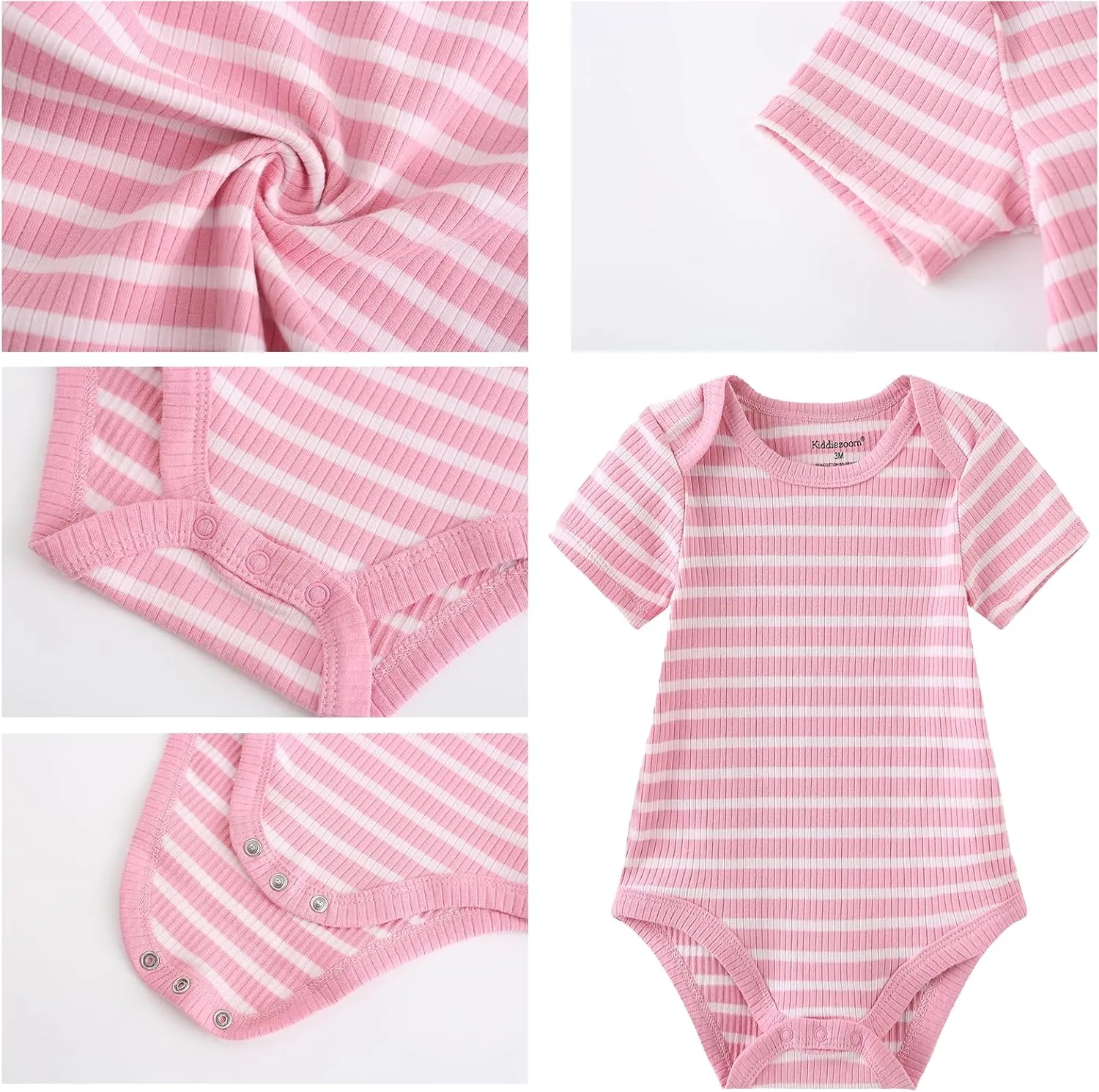Baby Girls Boys Short Sleeve Outfit With Headband Set Clothes New Born Infant Cotton Bodysuits 7-Pack 0-12M