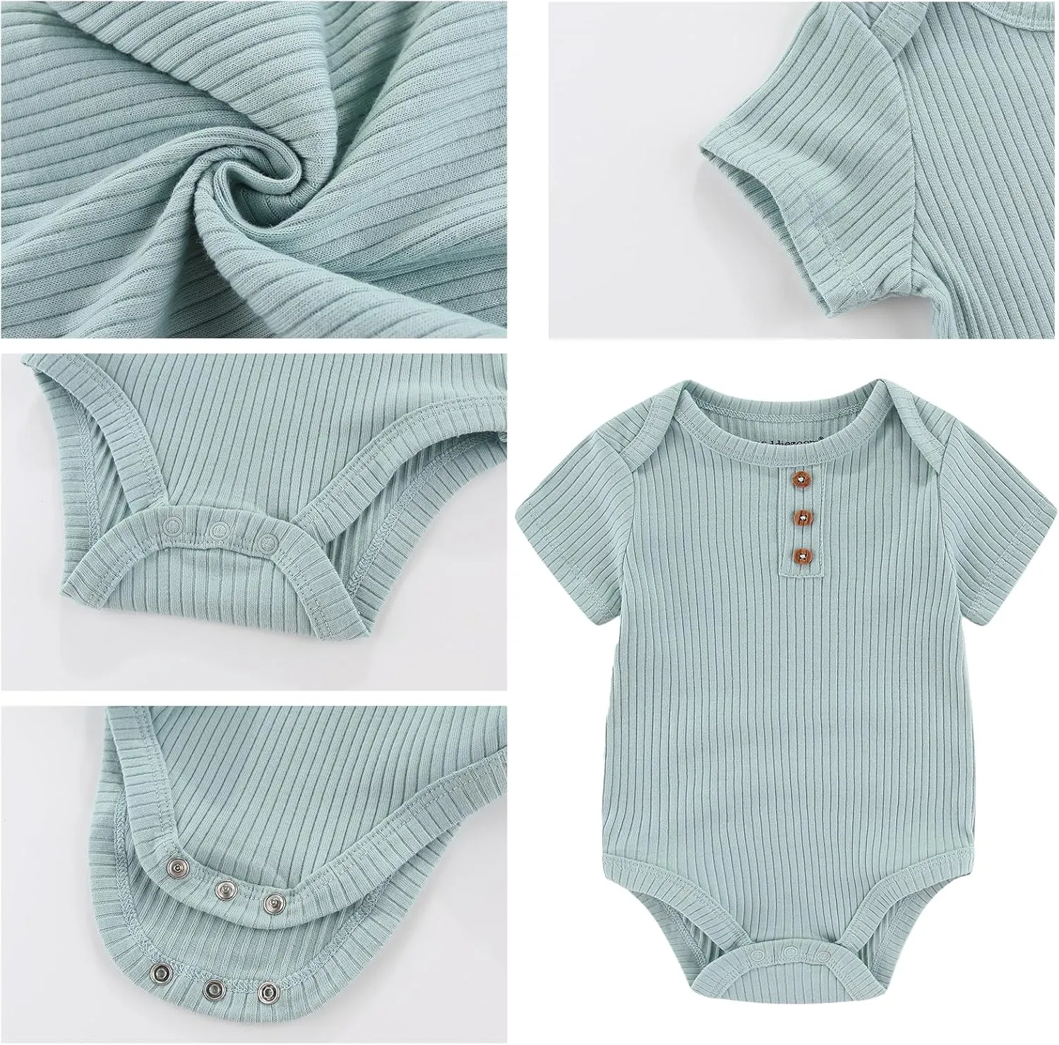 Baby Girls Boys Short Sleeve Outfit With Headband Set Clothes New Born Infant Cotton Bodysuits 7-Pack 0-12M
