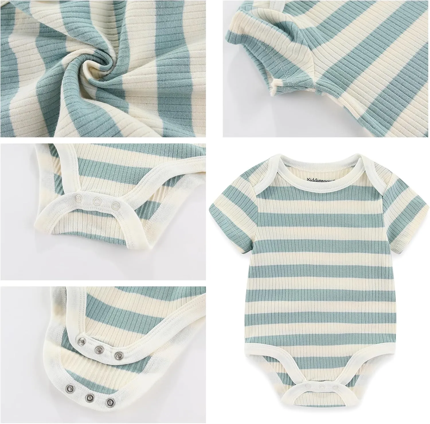 Baby Girls Boys Short Sleeve Outfit With Headband Set Clothes New Born Infant Cotton Bodysuits 7-Pack 0-12M